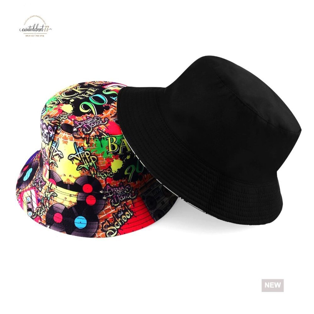 Reversible Cotton Bucket Hat Sun Protection Foldable Travel Beach Cap